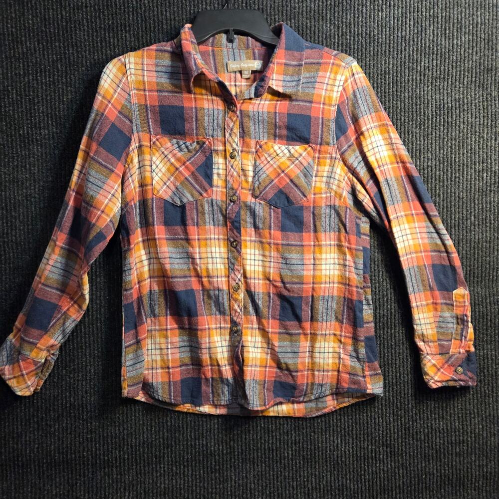Victory Outfitters Men's Medium Flannel Shirt 100% Cotton Mustard Orange
